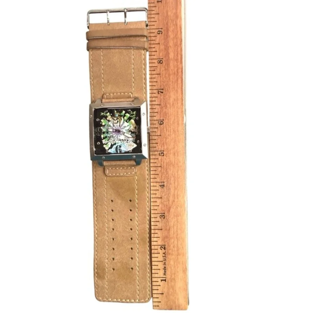Ed Hardy Christian Audigier WA-JP0452 Skull 45mm Watch‎ Leather Runs Quartz